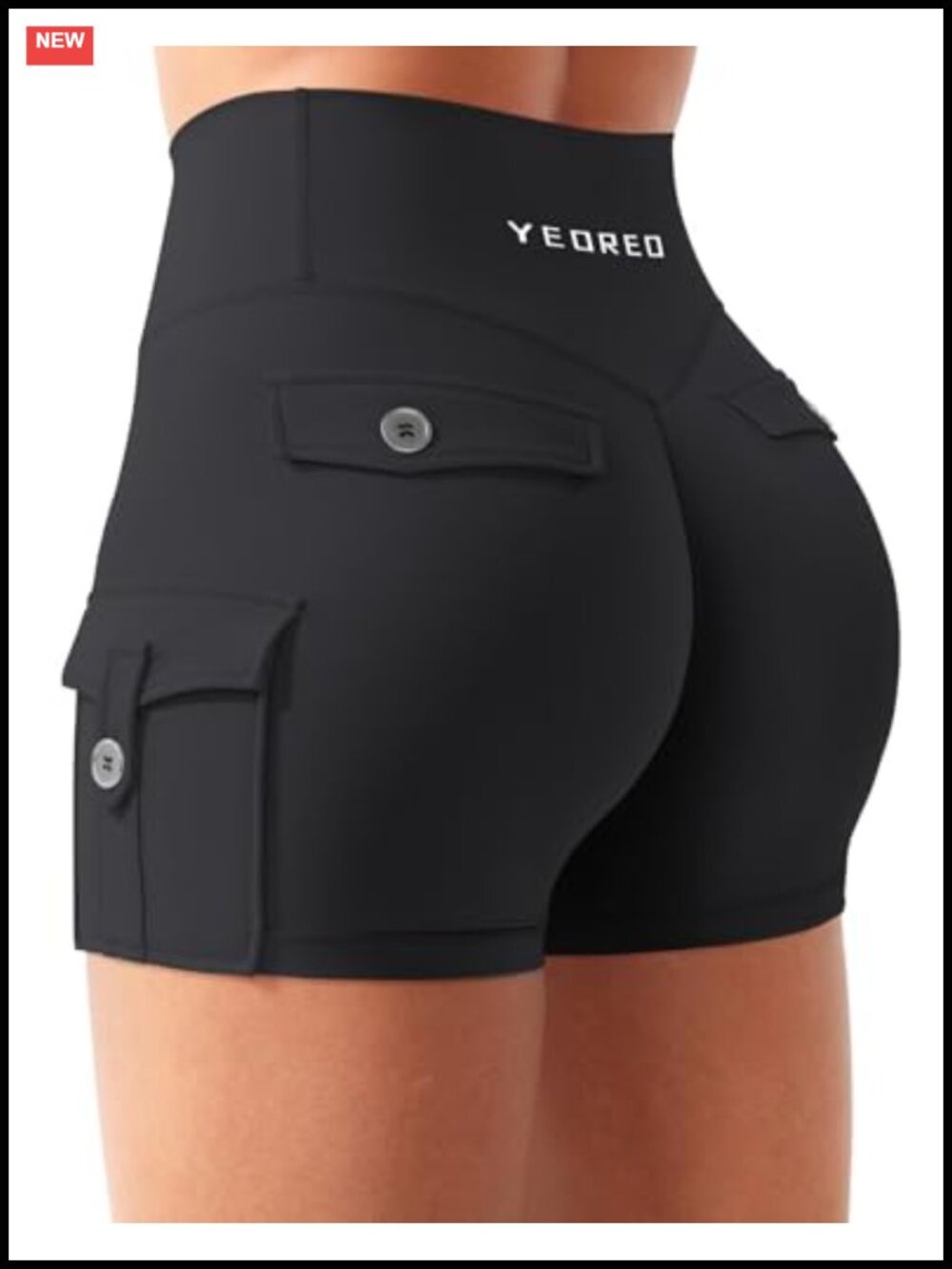 YEOREO Women's Cargo Workout Shorts High Waist Butt Scrunch Gym
